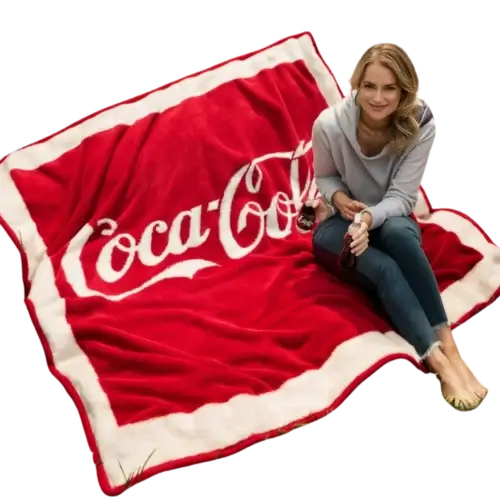 Polar fleece deka s potlačou loga Coca-Cola